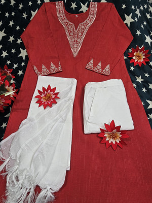 anadiya Solid Kurta, Palazzo & Dupatta Set