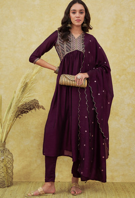 Tasrika Embroidered Kurta, Trouser/Pant & Dupatta Set