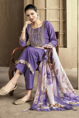 MAA SHAKTI ENTERPRISE Embroidered Kurta, Trouser/Pant & Dupatta Set