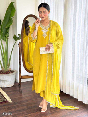 Aarohi creation Embroidered Kurta, Trouser/Pant & Dupatta Set