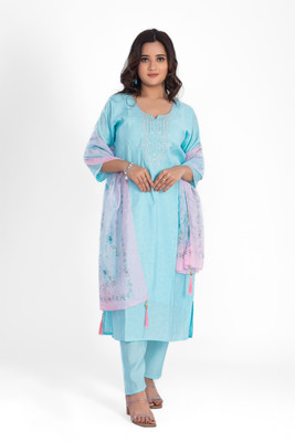 LABEL BY ANUSHA Embroidered Kurta, Trouser/Pant & Dupatta Set