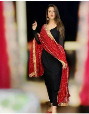 RTD Solid Anarkali Kurta, Bottom & Dupatta Set