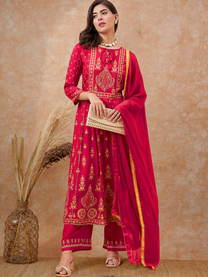 Tasrika Embroidered Kurta, Palazzo & Dupatta Set