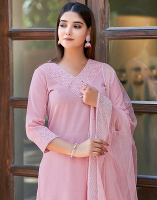 Maa Bhakti Enterprise Embroidered Kurta, Trouser/Pant & Dupatta Set