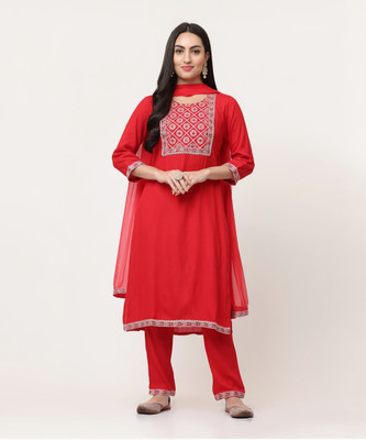 SAVI Embroidered Kurta, Trouser/Pant & Dupatta Set
