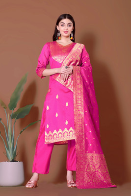KOSKI Self Design, Embellished Kurta, Trouser/Pant & Dupatta Set