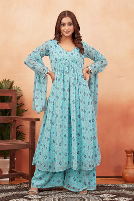 Odd by chansi Trendz Printed Kurta, Sharara & Dupatta Set