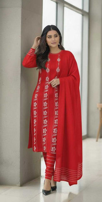 ARGHAM Floral Print Anarkali Kurta, Bottom & Dupatta Set