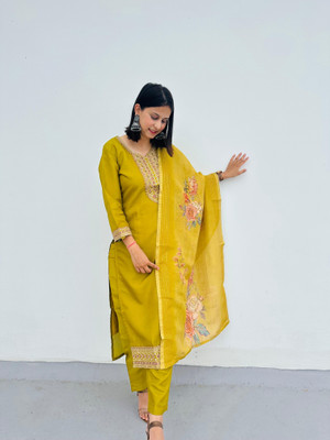 Attire Arc Embroidered Kurta, Trouser/Pant & Dupatta Set