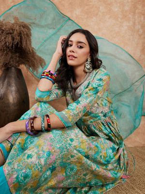 Sangria Embroidered Kurta, Trouser/Pant & Dupatta Set