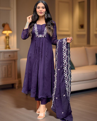 Tylissa Embroidered Anarkali Kurta, Bottom & Dupatta Set