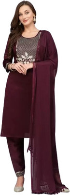 CLAVINET Embroidered Kurta, Trouser/Pant & Dupatta Set