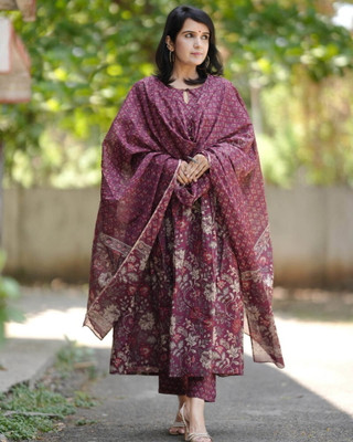 Kurtinic Self Design Anarkali Kurta, Bottom & Dupatta Set