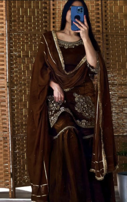 Mahi Fashion Embroidered Kurta, Sharara & Dupatta Set