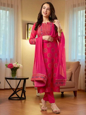 hgtffg Printed Kurta, Salwar & Dupatta Set