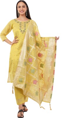 SLICK PATTERN Embroidered Kurta, Salwar & Dupatta Set