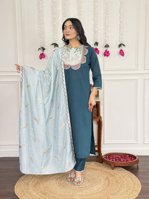 PILUDI HOUSE Embroidered Kurta, Salwar & Dupatta Set