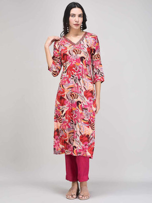 Aralia Floral Print Kurta, Trouser/Pant & Dupatta Set