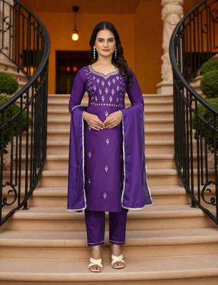 SoftTouch Embroidered Kurta, Trouser/Pant & Dupatta Set