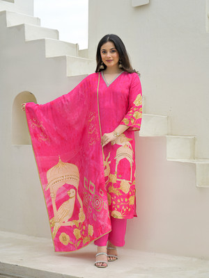 DIVENA Printed Kurta, Trouser/Pant & Dupatta Set