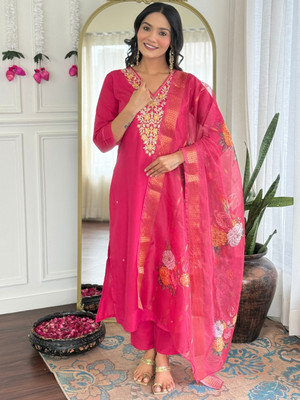 RN Fashion Embroidered Kurta, Trouser/Pant & Dupatta Set