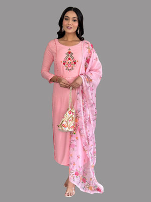 Tective Embroidered Kurta, Trouser/Pant & Dupatta Set