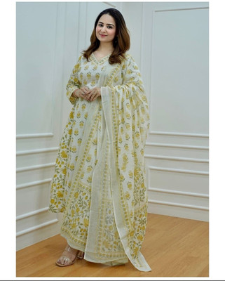 PI JAYPORE Floral Print Kurta, Trouser/Pant & Dupatta Set