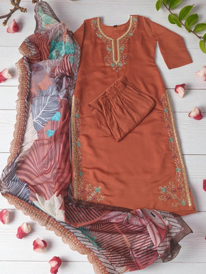 avisa fashion Embroidered Kurta, Trouser/Pant & Dupatta Set