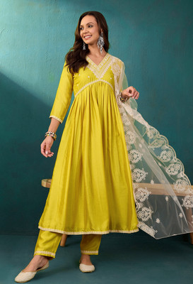 Tasrika Solid Kurta, Trouser/Pant & Dupatta Set