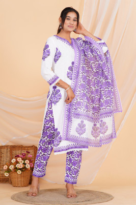 ROYALETHNICAURA Floral Print Kurta, Trouser/Pant & Dupatta Set