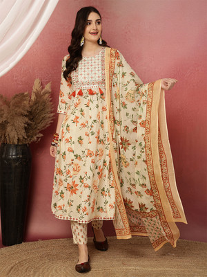 ANOUK Printed Kurta, Trouser/Pant & Dupatta Set