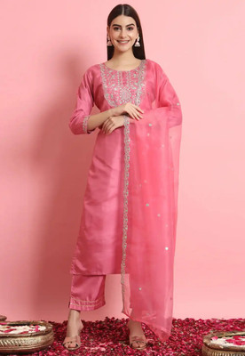 Avnisa Enterprise Embroidered Kurta, Trouser/Pant & Dupatta Set