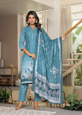 Myaza Embroidered Kurta, Trouser/Pant & Dupatta Set