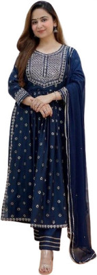 Aditi Tex Fab Printed Kurta, Trouser/Pant & Dupatta Set