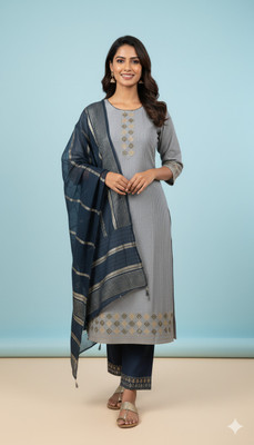 AriseHer Striped Kurta, Trouser/Pant & Dupatta Set