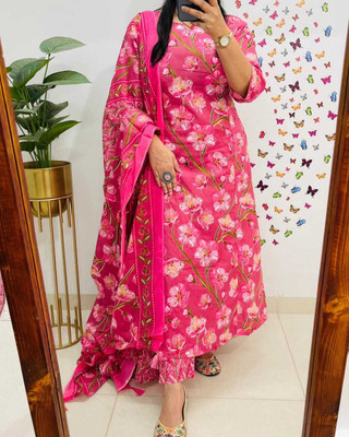 JAINISMCRAFTINGANDCLOTHING Printed Kurta, Trouser/Pant & Dupatta Set