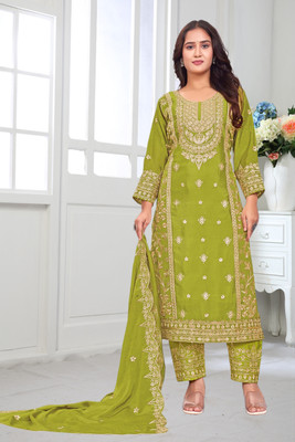 JEEL FASHIONS Embroidered Anarkali Kurta, Bottom & Dupatta Set