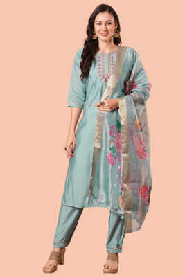 R4milA Embroidered Kurta, Trouser/Pant & Dupatta Set