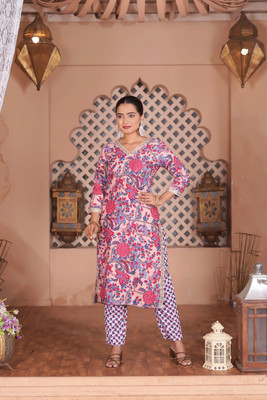 Sitara Setu Floral Print Kurta, Trouser/Pant & Dupatta Set
