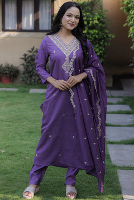 Royal silkfashions Embroidered Kurta, Salwar & Dupatta Set