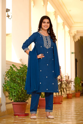 Niyuenterprise Embroidered Kurta, Trouser/Pant & Dupatta Set