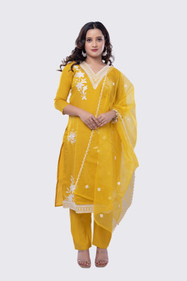 LABEL BY ANUSHA Embroidered Kurta, Trouser/Pant & Dupatta Set