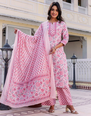 Skylee Floral Print Kurta, Salwar & Dupatta Set