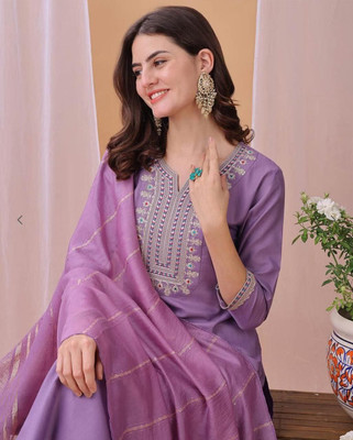 radhey enterprise Embroidered Kurta, Trouser/Pant & Dupatta Set