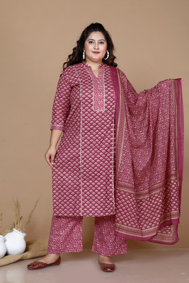 MIRAVAN Floral Print Kurta, Palazzo & Dupatta Set