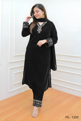 Fashion Galleria Embroidered Kurta, Trouser/Pant & Dupatta Set