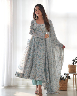 Priyal Designer Floral Print Kurta, Trouser/Pant & Dupatta Set