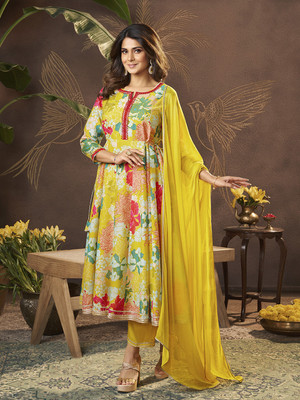 Bhama COUTURE Printed Kurta, Trouser/Pant & Dupatta Set