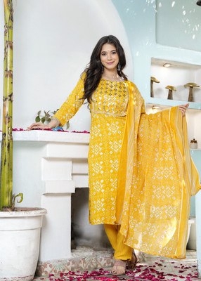 Naiwal Fashion Printed Kurta, Palazzo & Dupatta Set
