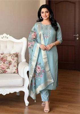 alliance collection Striped, Woven, Self Design, Solid Kurta, Trouser/Pant & Dupatta Set